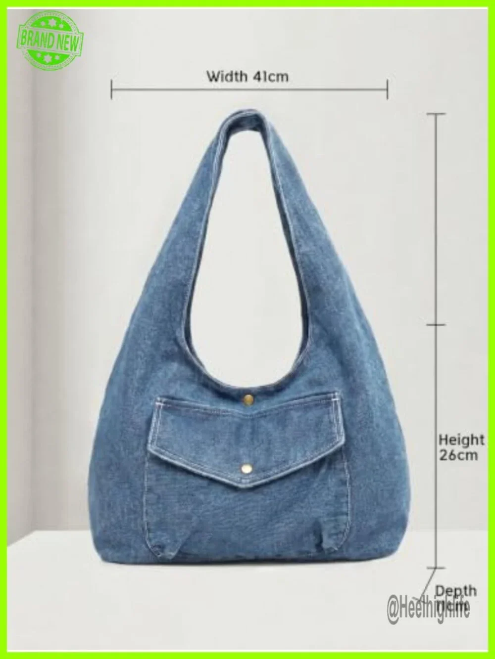 Denim Hobo Tote Bag Reversible Large Capacity Shoulder Purse